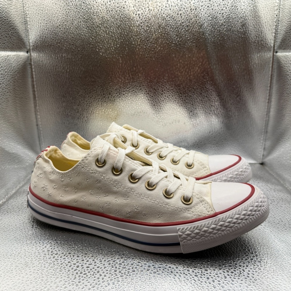 Size 8 Converse Chuck Taylor All Star Low Off White Womens Sneaker Shoes 555882F